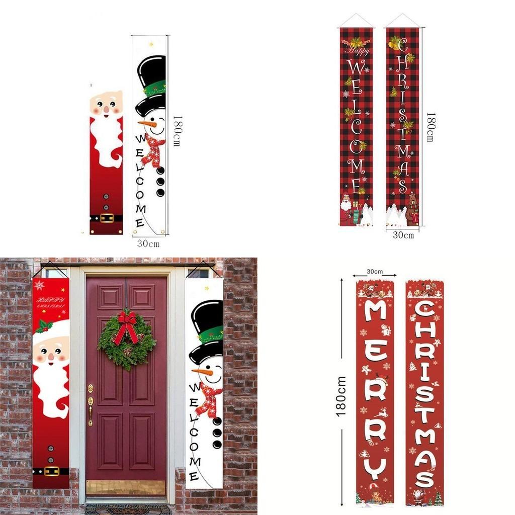 Festive Christmas Hanging Sign Banner Flag Xmas Party Outdoor Decoration