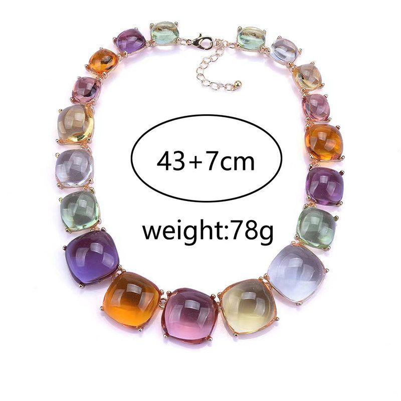 Candy Mixed Color Resin Clavicle Necklace Earrings Female Geometric