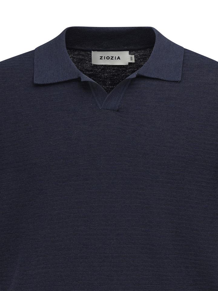 ZIOZIA Men'S) Miracul Slub Short Sleeve Polo Shirt_Navy
