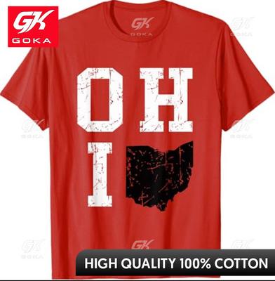 Ohio Karte OH Hausform Vintage Grunge Damen Kawaii Kurzarm Reiner Baumwolle Bedrucktes T-Shirt Lässig Streetwear