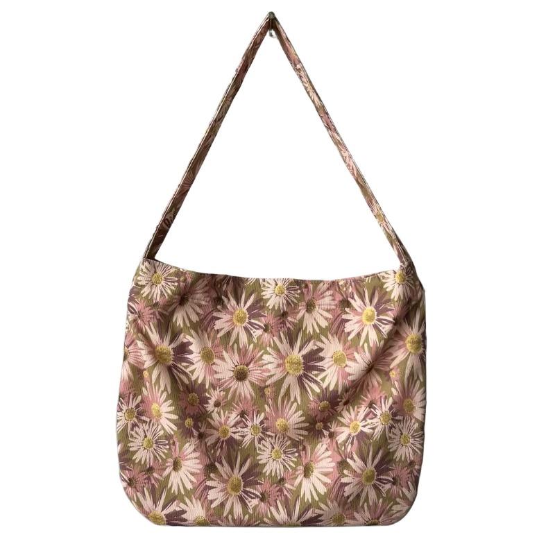 

4 small printed daisies one with double shoulder canvas corduroy messenger bag women s leisure