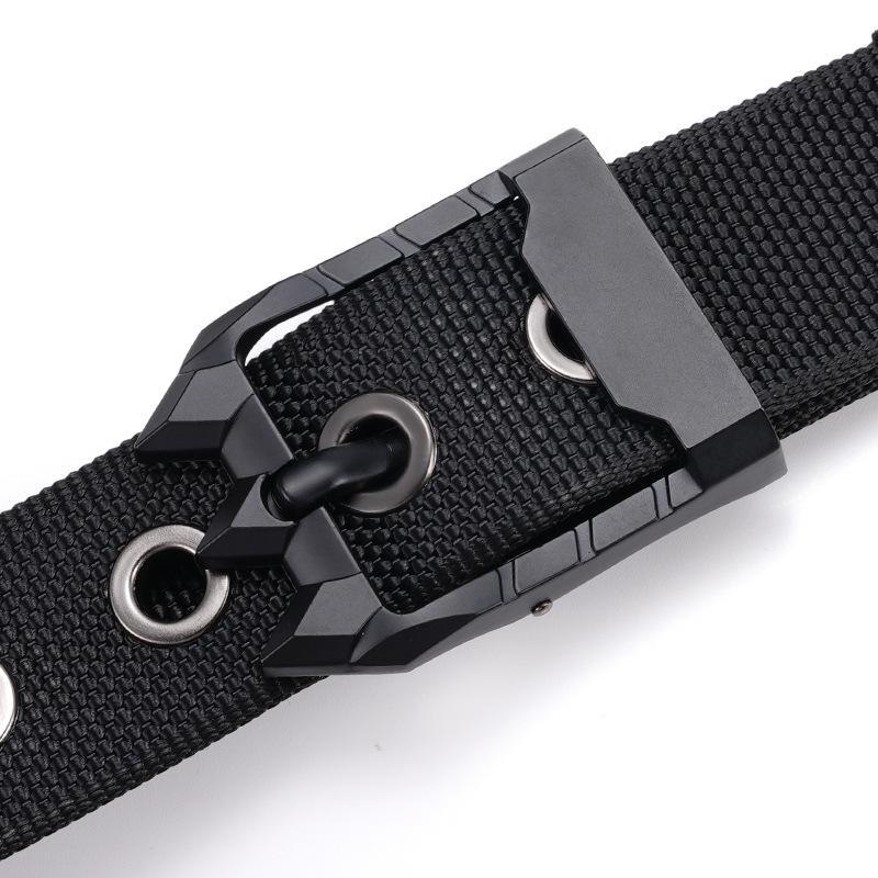 New Men's Nylon Canvas Belt Rotating Alloy Pin Buckle Belt Outdoor Casual Versatile Wear Resistant Tactical Belt