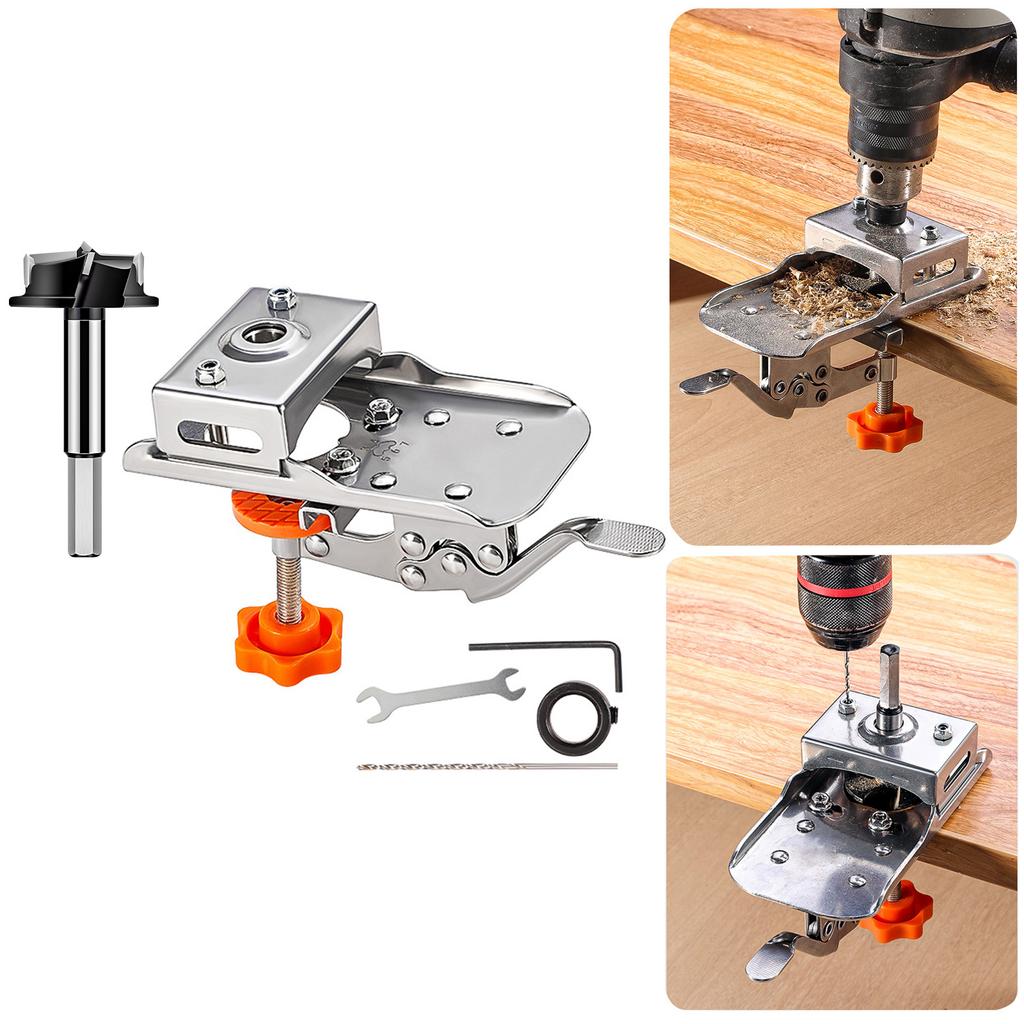 35mm Hinge Boring Jig Kit Stainless Steel Hole Opener Template For Woodworking Hole Puncher Drilling Guide Locator