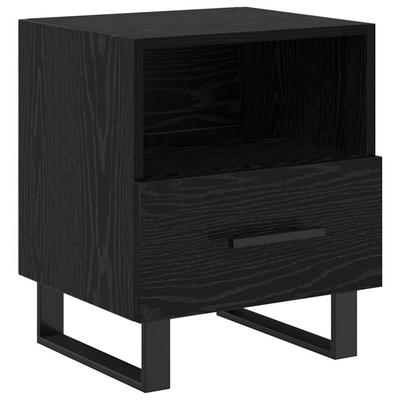 Nightstand Black Oak Effect 40 X 35 X 47.5 Cm Particleboard