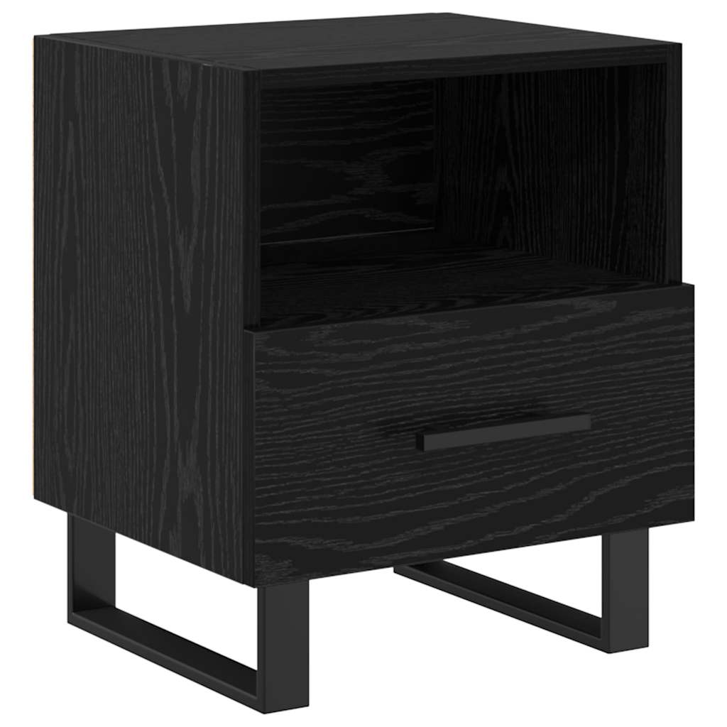 Nightstand Black Oak Effect 40 X 35 X 47.5 Cm Particleboard