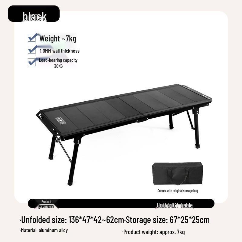 Легкий и прочный черный алюминиевый туристический стол - Складной, Прочный, Портативный помощник для улицы