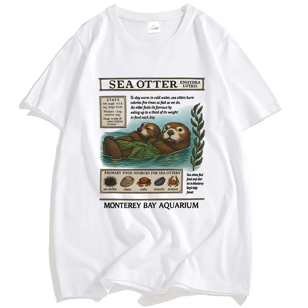 

Men Tees Sea Otter Monterey Bay Aquarium Tshirts Graphic Print Clothing Unisex Streetwear Short Sleeve Cotton Male T Shirts Tops 5XL різнокольоровий