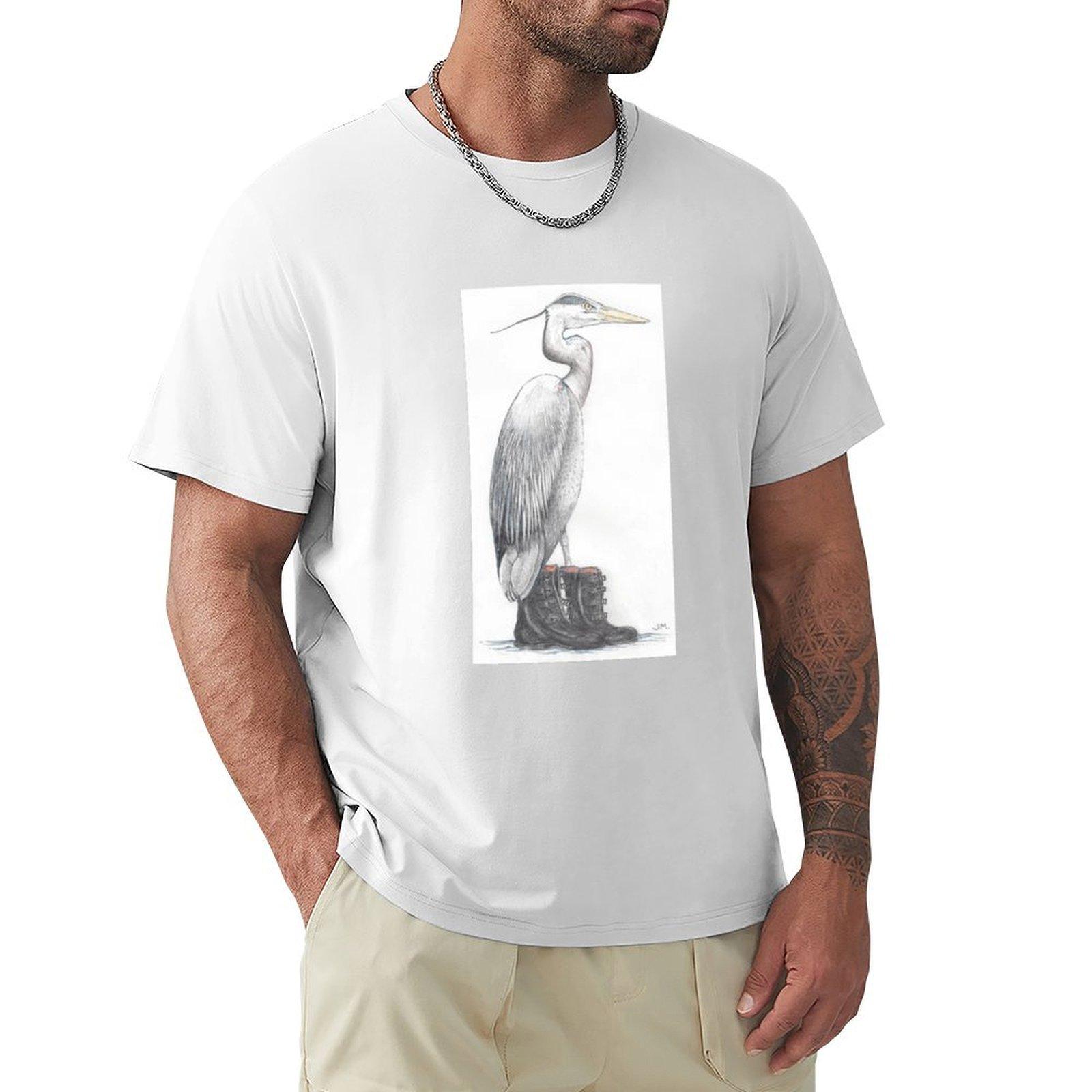 Great blue heron in galoshes TShirt for a boy graphic shirts compression shirt men S