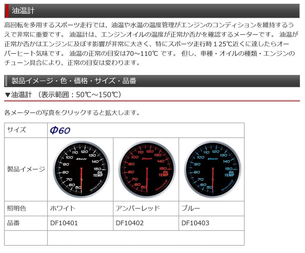 Nippon Seiki Defi Meter [Defi-Link ADVANCE BF] Oil Temperature Gauge