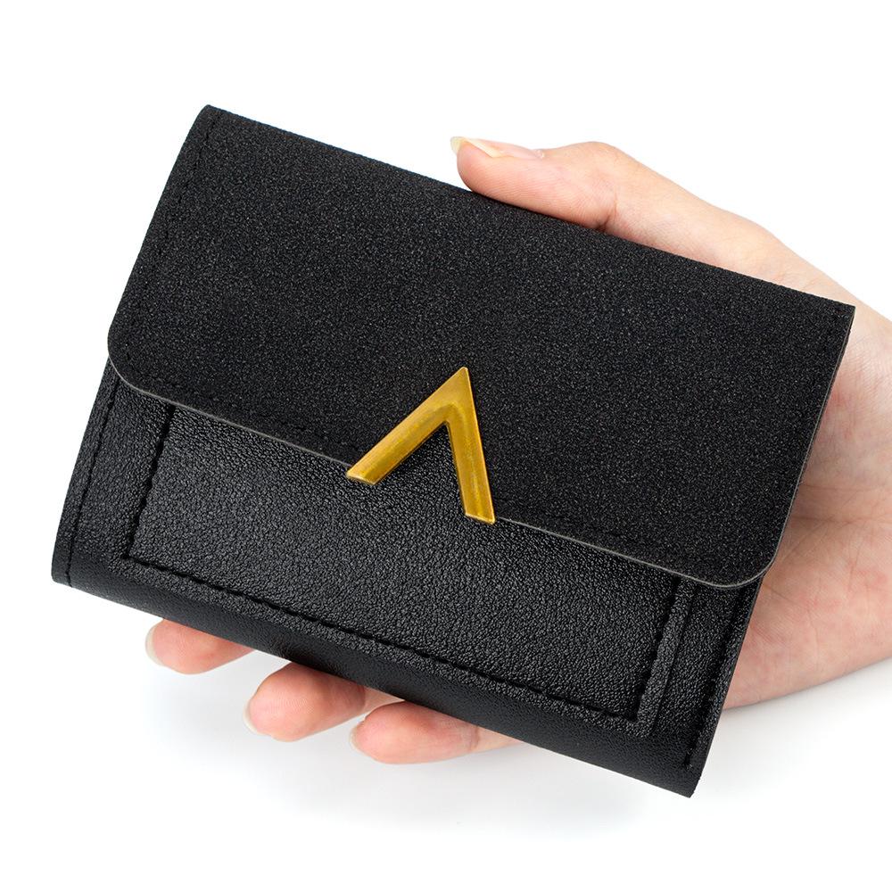 European & American Retro Women's V-Shaped Trifold Wallet with Card Holder, ID Window, Coin Purse, and Money Clip.