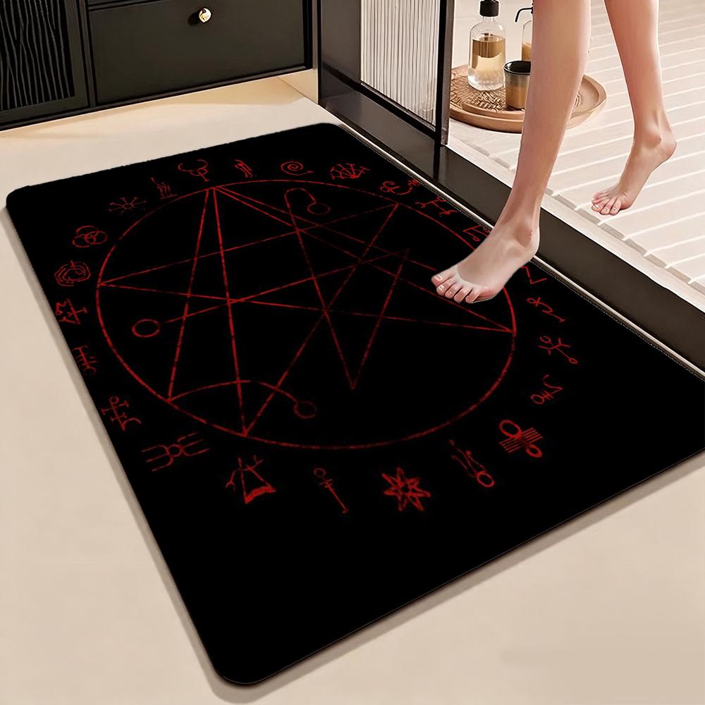 Dark Occult Pentagram Ritual Theme Indoor Rug Allseason Carpet For Bedroom Study Home Decor Halloween Gift
