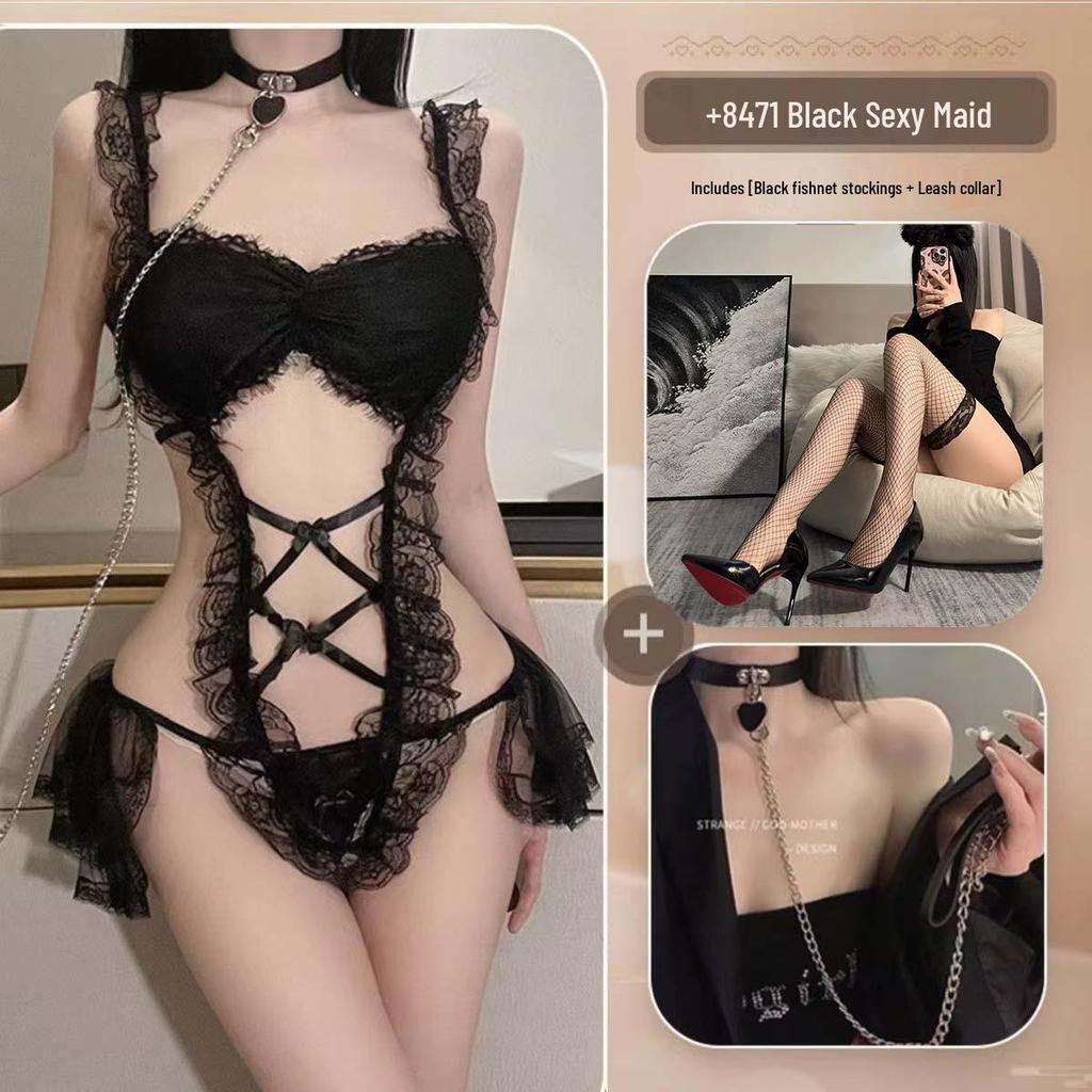 Erogenous Lace Maid Outfit: Enhance Small Chest, Temptation Lingerie, Transparent Passionate Uniform