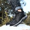 FashionMen Winter Snow Boots Lace Up Fashion Waterproof Leather Sneakers Plush Warm High Top Men's Ankle Boots Outdoor Men Hiking Boots