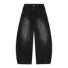 Retro Wash High-end Scimitar Jeans Men's Grinding White Grey Wide-leg Pants