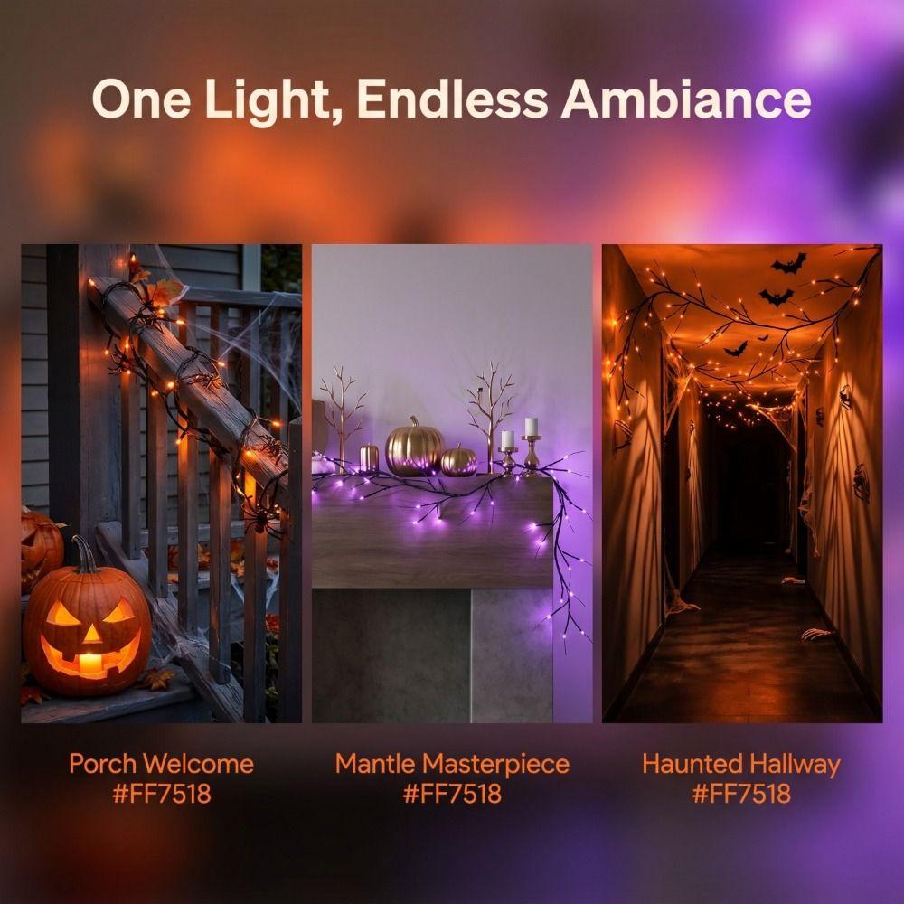 Scary Atmosphere Halloween Ghost Festival Lighting Bat Twig Lights  Spooky Decorations