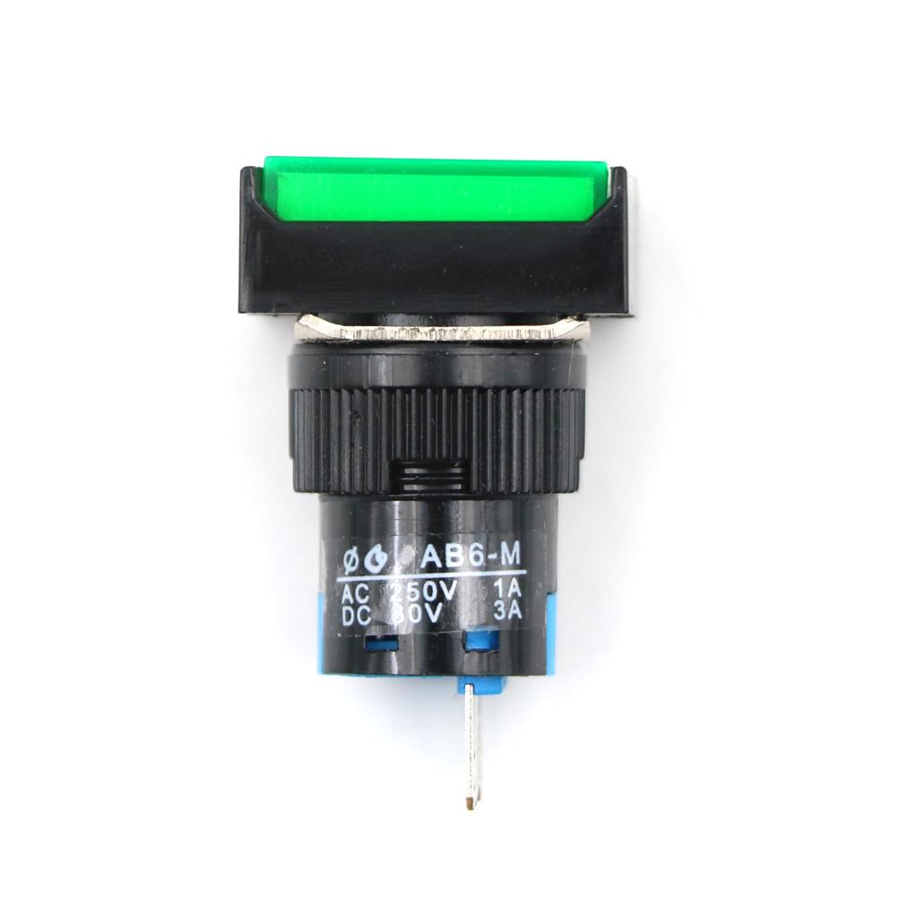 Green Momentary Push Button Switch - 1NO 1NC 250V/3A AC 30V/5A DC With 220V Lamp