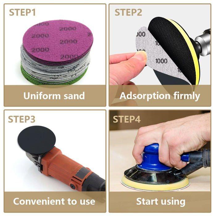 Ponceuse - Leikedun - TSFR3145 - 30 feuilles abrasives - 6 grains différents - Antistatique