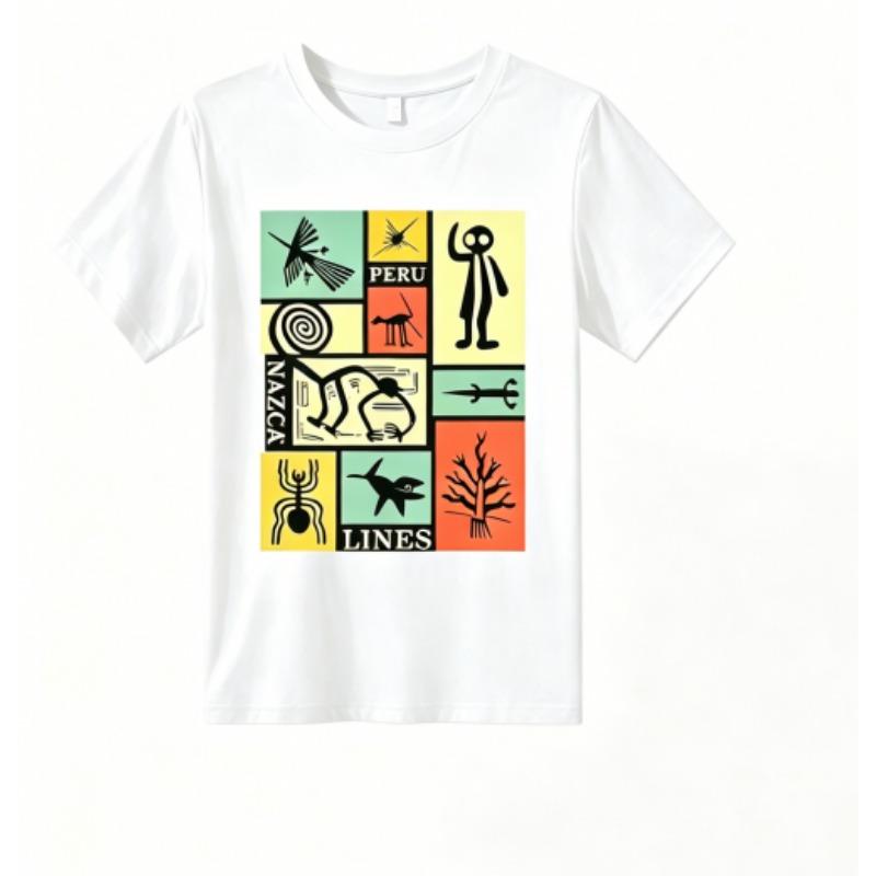 Fashion Retro Mysterious Runes Print Outdoor Street Kids T-shirt and Shorts Summer Home Casual Outfit Boy and Girl's Sports Set