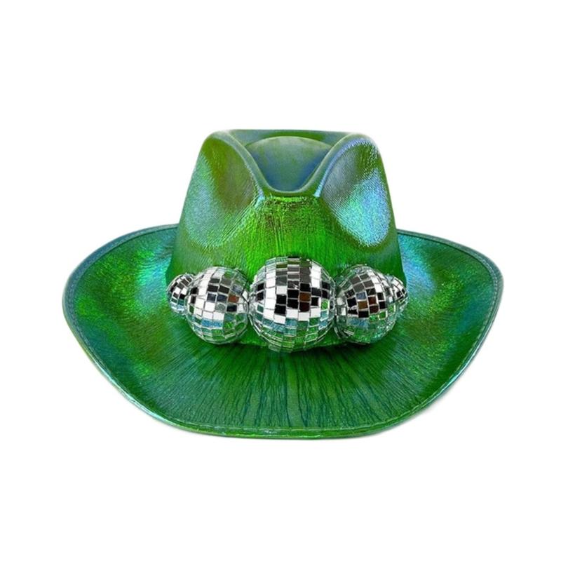 Взрослая Шляпа Блестящая Ковбойская Шляпа Защита от Солнца Декор Диско-Шар Шляпа для Ночного Клуба