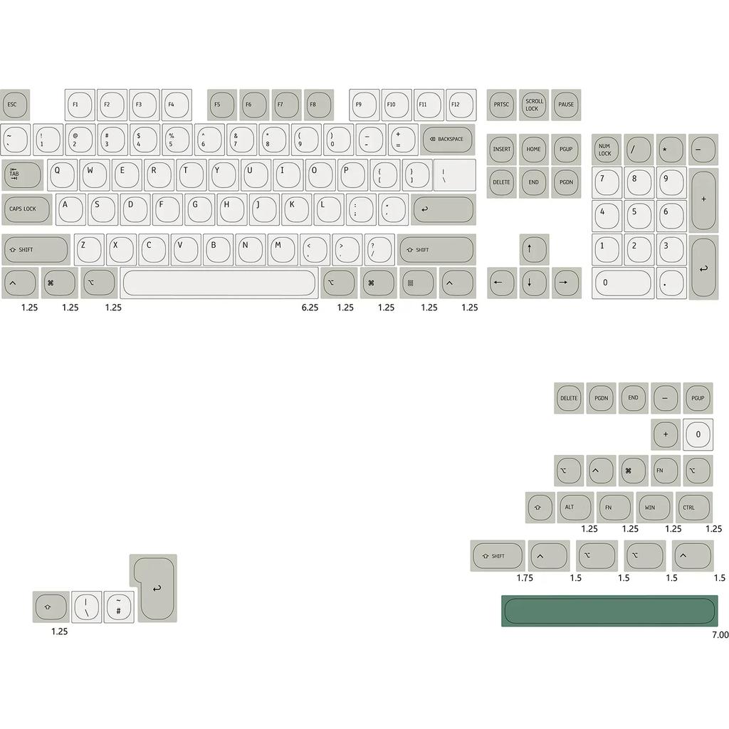 Xiaomi Mechanical Keyboard Vintage Keycaps Pbt MA Light Gray Small Set of Replacement Caps for MX Keyboards.