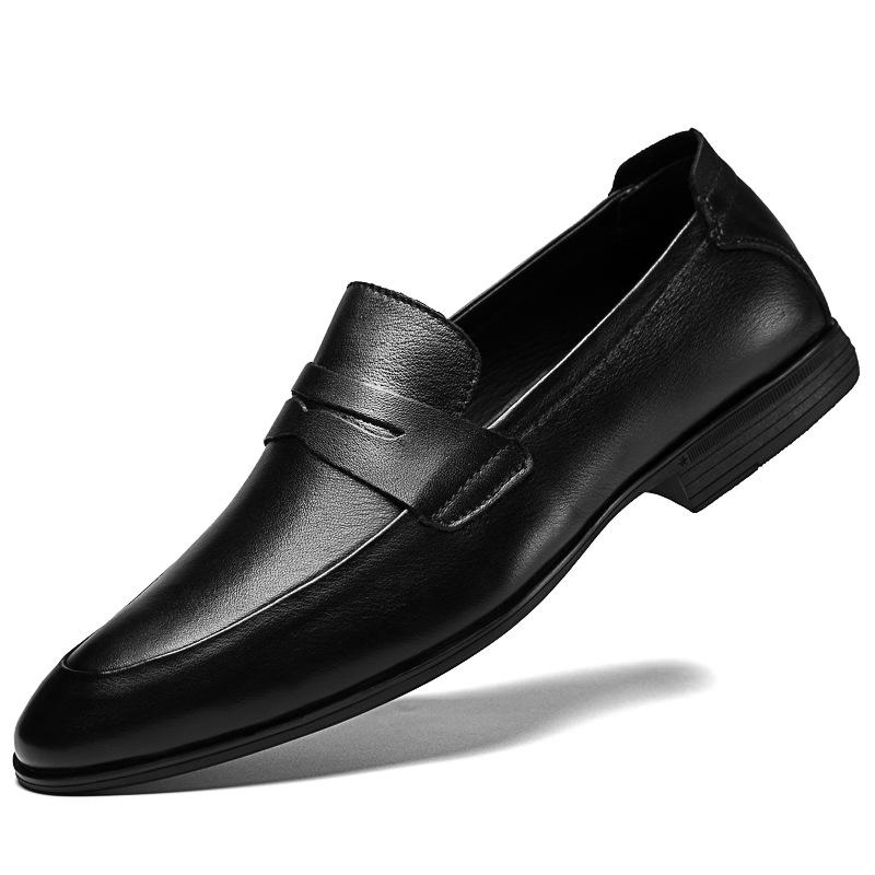 Men s Plus Size Breathable Slip-on Leather Shoes with Soft Sole and Pointed Toe 44