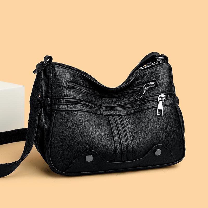 

Элегантная сумка кроссбоди из мягкой кожи для зрелых женщин - Вместительный рюкзак через плечо чёрный