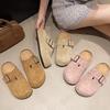Thick-bottomed bag head half slippers women's outer wear 2025 summer new Korean version fashion belt buckle one pedal Boken cool slippers