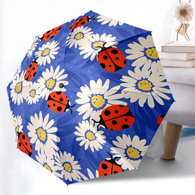 1pc Ladybug Daisy Automatic Open/Close Umbrella Compact Folding Umbrella, All-Season Portable Umbrella for Women/Men F1124023