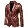 Men's Autumn and Winter Casual Ethnic Style Bronzing Floral Slim Suit Jacket