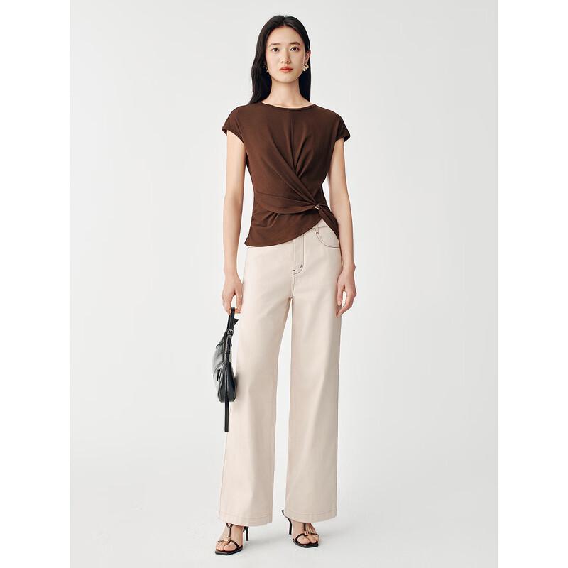 JUZUI Elegant Twist-Knot Lyocell Blend Top