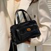 Solid Color Pocket Boston Tote Bag Korean Style Underarm Bag Mini PU Bowling Bag  Girls