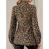 Damenmode Casual Frühling Herbst Leopard Print Langarm Polokragen Blusen & Hemden