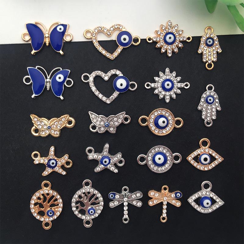 Evil Eye Charms with Butterfly & Starfish Connectors for DIY Jewelry Bracelets & Necklaces