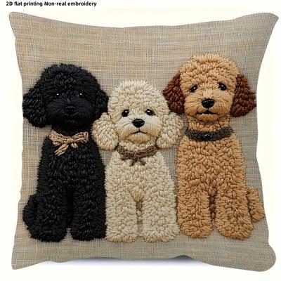 Entzückendes 2D-Flachdruck-Nicht-echtes gesticktes Hundekissenbezug Sofakissenbezug, Heimzimmer Schlafsaaldekoration, 2D-Druck