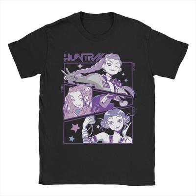 Humorous KPOP Demon Hunters Huntrix T-Shirt for Men O Neck 100% Cotton T Shirt  Short Sleeve Tees Original Clothes