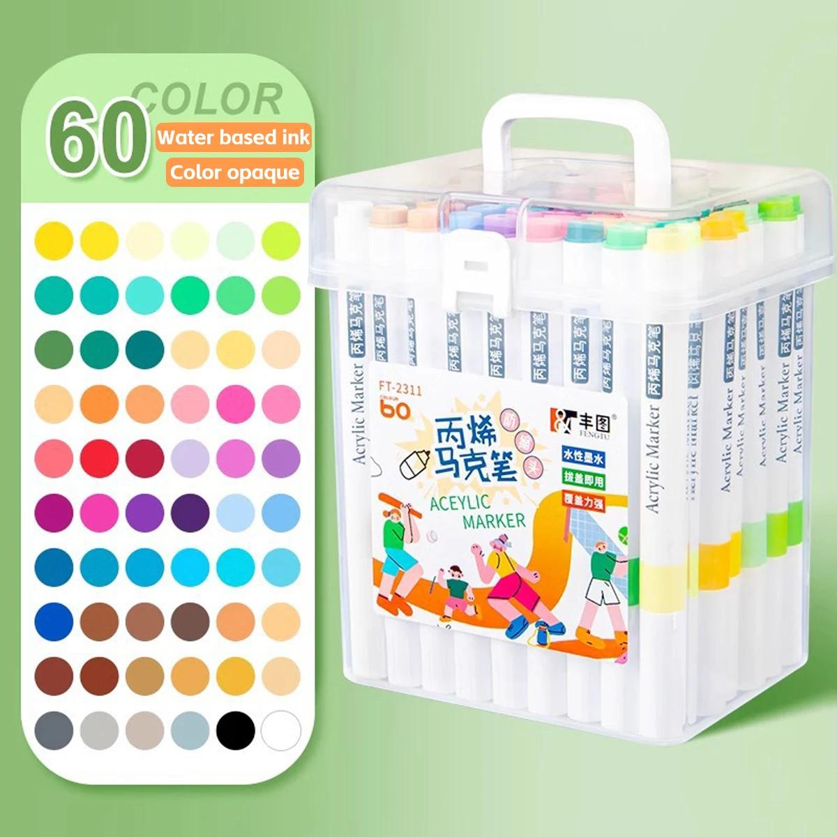 

36/48/60 Цветов Маркер Водонепроницаемый Односторонний Акриловый Маркер Искусство Живопись Граффити Акварельный Маркер Корейские Канцелярские Принадлежности