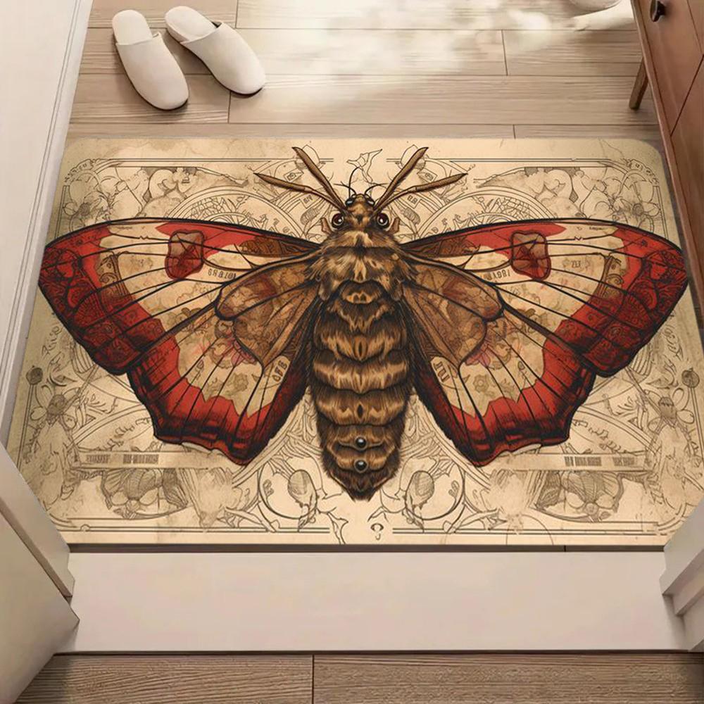 Moth Pattern Doormat Insect Animal Pattern Home Decor Carpet Soft Non-slip Floor Mat for Indoor Outdoor Entrance Decor