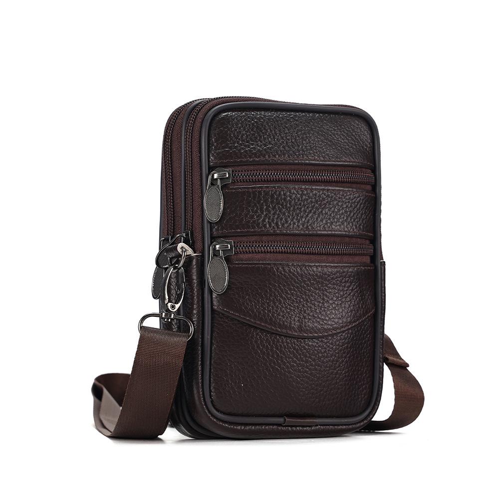 Men's Genuine Leather Crossbody & Waist Bag - Retro Vertical Minimalist Style