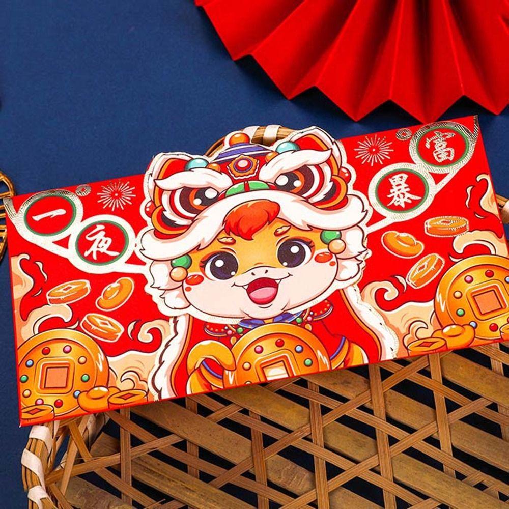 4Pcs Paper New Year Money Pocket Cartoon Lucky Money Bag Cute Hongbao  for Home