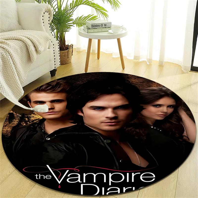 1pc The Vampire Diaries3 Design Printed Area Round Carpet for Bedroom Living Room Home Decor Rugs Mat Non Slip Mat Rug for Bedside