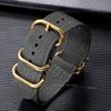 Cinturino per Orologio in Nylon di Alta Qualità 18mm 20mm 22mm 24mm Cinturino per Orologio Militare Seiko Braccialetto Sportivo Esercito Sostituzione Anello Dorato