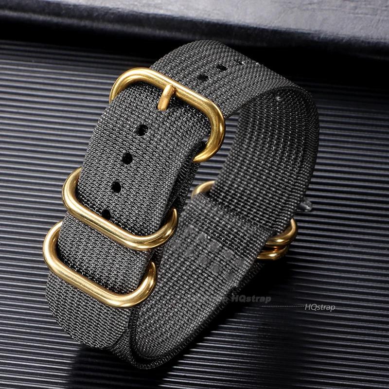 Cinturino per Orologio in Nylon di Alta Qualità 18mm 20mm 22mm 24mm Cinturino per Orologio Militare Seiko Braccialetto Sportivo Esercito Sostituzione Anello Dorato