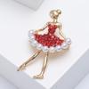 Rhinestones Dancing Girl Brooch for Women Unisex Simulation Pearl Lapel Pins Banquets Party Gift Jewelry Accessories