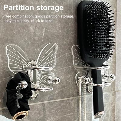 Yousheng Transparent Hook Strong Load-bearing Butterfly Shape Simple Installation Self Adhesive Key Towel Hook Storage Rack