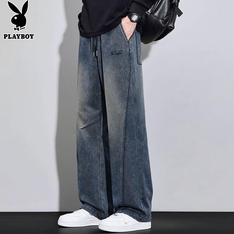 PLAYBOY Men's Loose Straight Wide-Leg Jeans