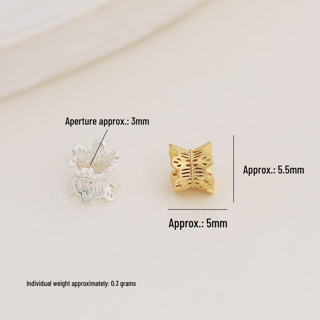 18k Gold-Filled Color-Preserving Hollow Waist Flower Spacer Beads for DIY Double-Sided Crystal Bracelet Jewelry