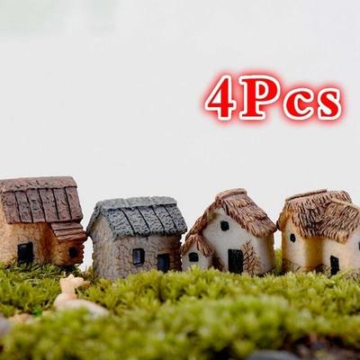 4/5 Stück Haus Miniatur Figur Feengarten Zubehör Heimdekoration Cartoon Bau Statue Harz Handwerk Mikro Landschaft Produkte