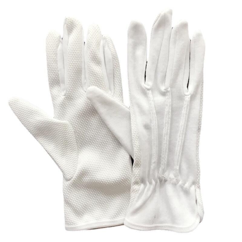 Cotton Gloves Men Women Non-Slip White Uniform Gloves with Cuff Formal Tuxedo Costume Police Honor Guard Marching Working Gloves