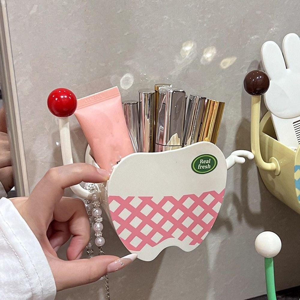Cartoon Wall Storage Rack Plastic Cosmetic Storage Box Multifunctional Bathroom Shelf Kitchen