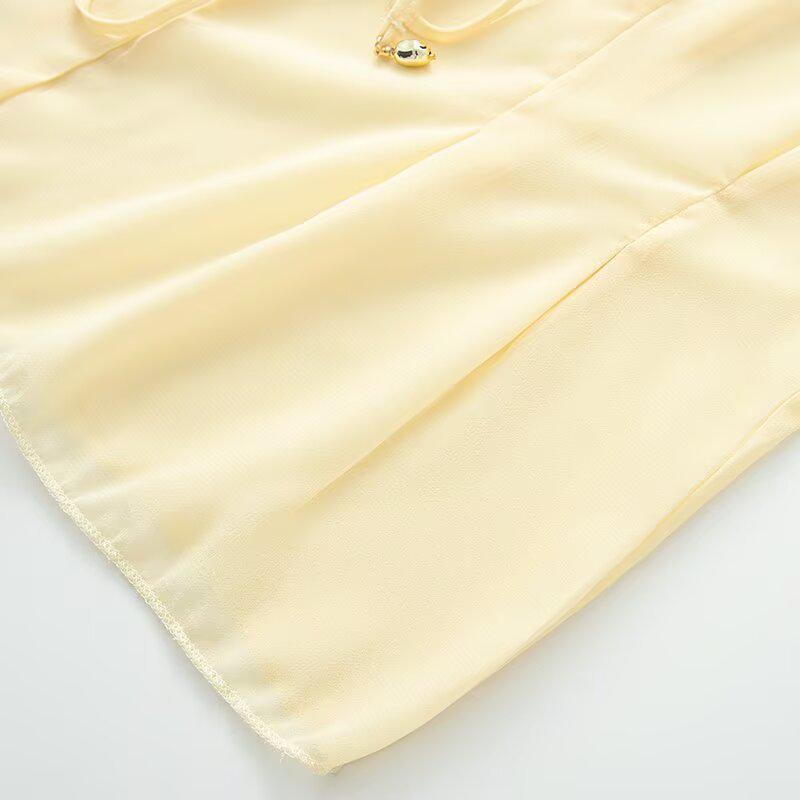 European & American Women's V-Neck Tie-Waist Fashion Casual Shirt